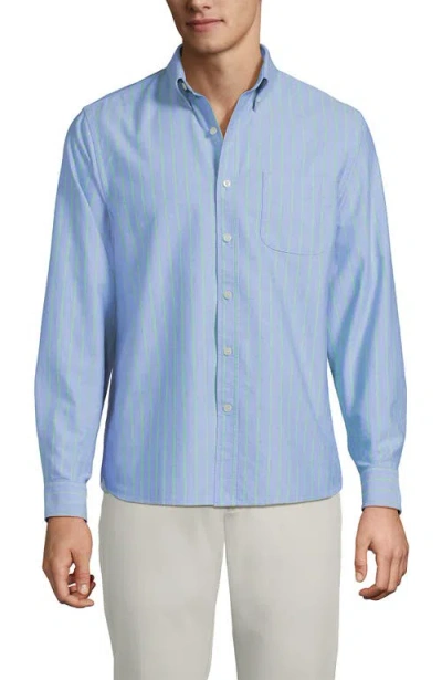 Lands' End Traditional Fit Comfort-first Sail Rigger Oxford Shirt In Blue