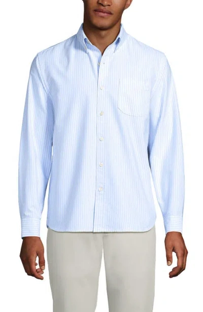 Lands' End Traditional Fit Comfort-first Sail Rigger Oxford Shirt In Blue