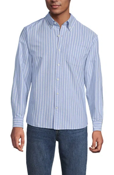 Lands' End Traditional Fit Comfort-first Sail Rigger Oxford Shirt In Blue