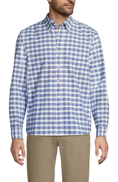 Lands' End Traditional Fit Comfort-first Sail Rigger Oxford Shirt In Blue