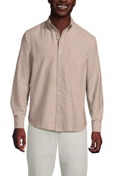 Lands' End Traditional Fit Comfort-first Sail Rigger Oxford Shirt In Brown