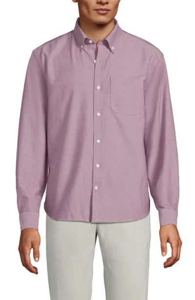 Lands' End Traditional Fit Comfort-first Sail Rigger Oxford Shirt In Purple
