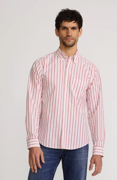 Lands' End Traditional Fit Essential Lightweight Poplin Shirt In White/heritage Red Stripes
