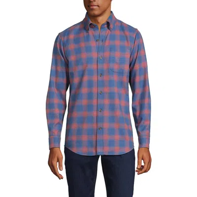 Lands' End Traditional Fit Flagship Flannel Shirt In Aged Redwood Plaid