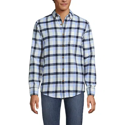 Lands' End Traditional Fit Flagship Flannel Shirt In Blue