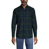 Lands' End Traditional Fit Flagship Flannel Shirt In Evergreen Blackwatch Plaid