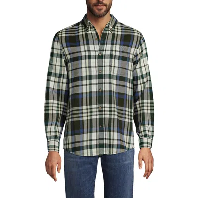 Lands' End Traditional Fit Flagship Flannel Shirt In Gray