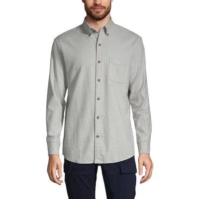 Lands' End Traditional Fit Flagship Flannel Shirt In Gray Heather