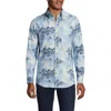 Lands' End Traditional Fit Flagship Flannel Shirt In Iceland Blue Winter Scenic