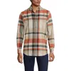 Lands' End Traditional Fit Flagship Flannel Shirt In Orange Clay/warm Almond Plaid
