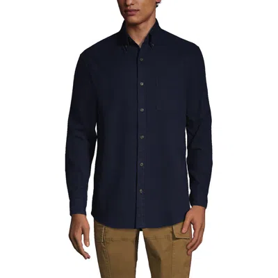 Lands' End Traditional Fit Flagship Flannel Shirt In Radiant Navy