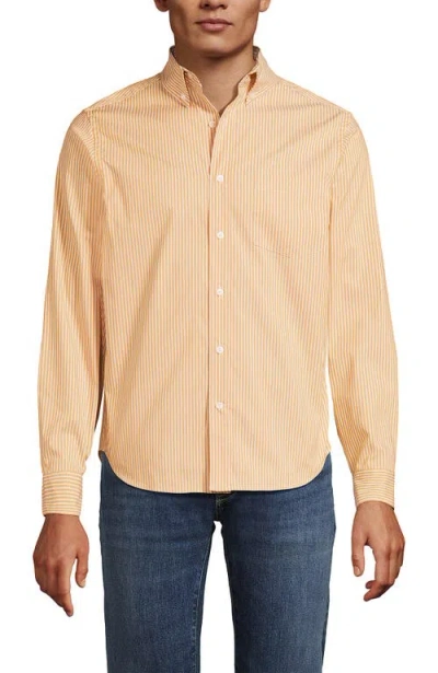 Lands' End Traditional Fit Long Sleeve Travel Kit Shirt In Orange