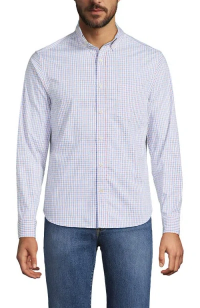 Lands' End Traditional Fit Long Sleeve Travel Kit Shirt In Blue