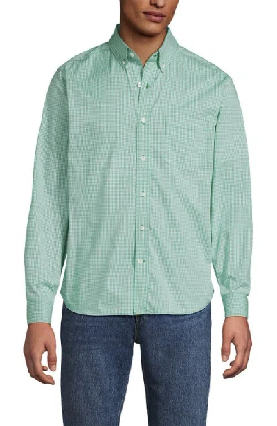 Lands' End Traditional Fit Long Sleeve Travel Kit Shirt In Green