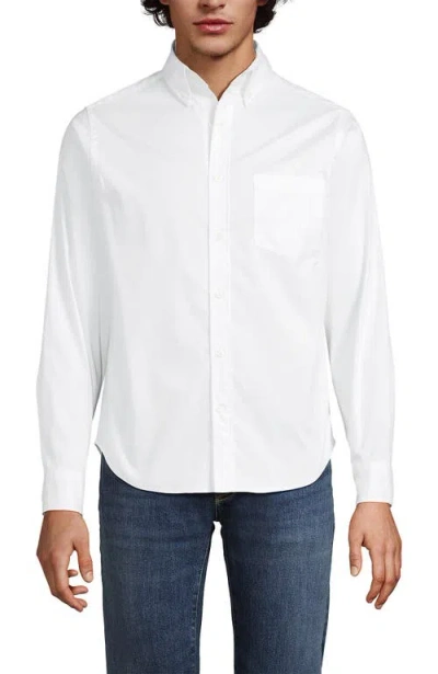 Lands' End Traditional Fit Long Sleeve Travel Kit Shirt In White