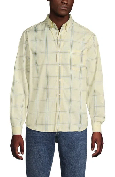 Lands' End Traditional Fit Long Sleeve Travel Kit Shirt In Yellow