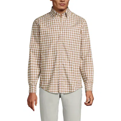 Lands' End Traditional Fit No Iron Twill Shirt In Brown