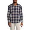 Lands' End Traditional Fit No Iron Twill Shirt In Deep Sea Navy/burgundy Plaid
