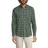 Lands' End Traditional Fit No Iron Twill Shirt In Estate Green/ivory Plaid