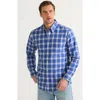 Lands' End Traditional Fit No Iron Twill Shirt In Mariner Blue Plaid