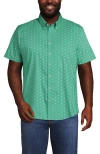 Lands' End Traditional Fit Short Sleeve Travel Kit Shirt In Frosted Green Daisy