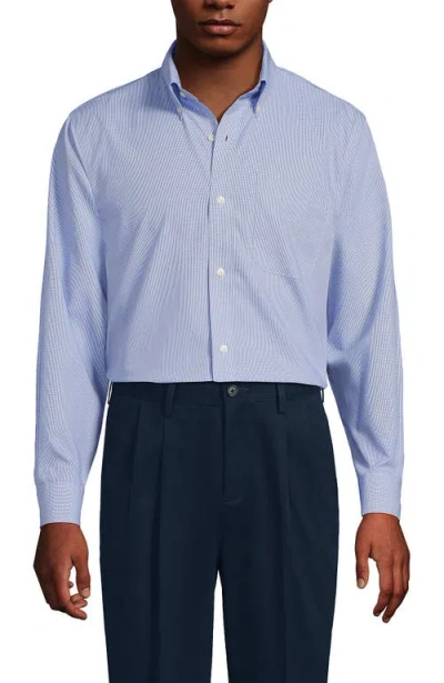 Lands' End Traditional Fit Solid No Iron Supima Pinpoint Buttondown Collar Dress Shirt In Animal Print