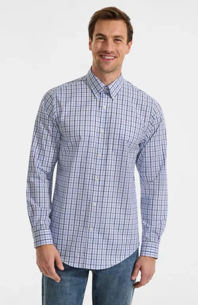 Lands' End Traditional Fit Solid No Iron Supima Pinpoint Buttondown Collar Dress Shirt In Blue