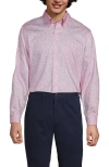 Lands' End Traditional Fit Solid No Iron Supima Pinpoint Buttondown Collar Dress Shirt In Light Rose Pink Blooms