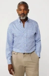 Lands' End Traditional Fit Solid No Iron Supima Pinpoint Buttondown Collar Dress Shirt In Mariner Blue Blooms