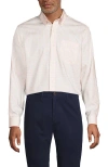 Lands' End Traditional Fit Solid No Iron Supima Pinpoint Buttondown Collar Dress Shirt In Tinted Peach Windowpanes