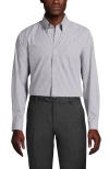 Lands' End Traditional Fit Solid No Iron Supima Pinpoint Buttondown Collar Dress Shirt In Ultimate Gray Check