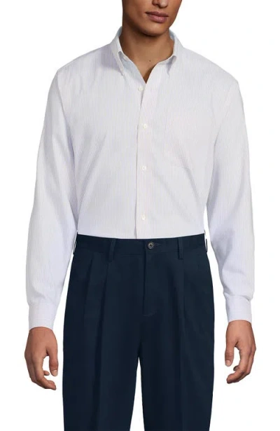 Lands' End Traditional Fit Solid No Iron Supima Pinpoint Buttondown Collar Dress Shirt In White