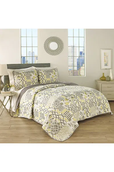 Lands' End Traditions By Waverly Set In Spring 3 Piece Reversible Print Cotton Quilt Bedding Set In Multi