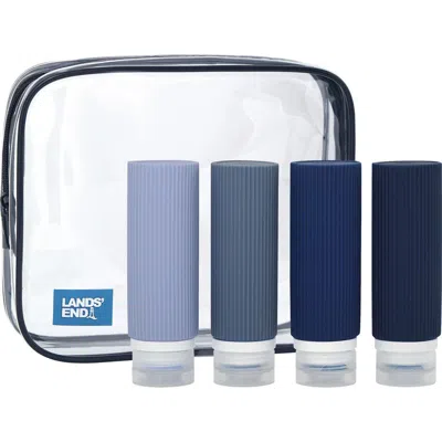 Lands' End Travel Bottle Set 3-piece, 90 ml Travel Size Silicone Travel Bottles With Clear Container In White
