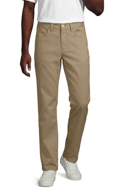 Lands' End Travel Kit Comfort Waist Classic Straight Fit 5 Pocket Pant In Neutral