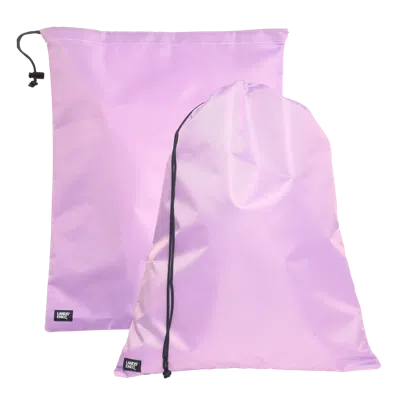 Lands' End Travel Laundry Bags 2-pack, Polyester Canvas Dirty Clothes Travel Bag With Drawstring In Purple