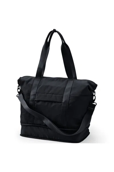 Lands' End Travel Nylon Expandable Packable Tote Bag In Black