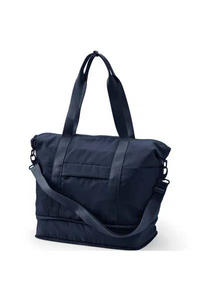 Lands' End Travel Nylon Expandable Packable Tote Bag In Blue