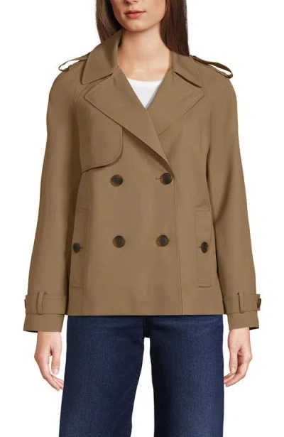 Lands' End Trench Rain Jacket In Dark Jute Brown