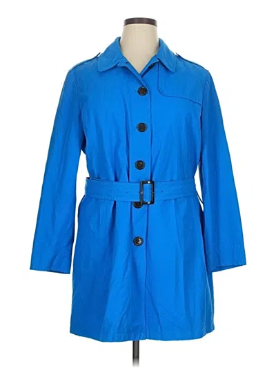 Pre-owned Lands' End Trenchcoat In Blue