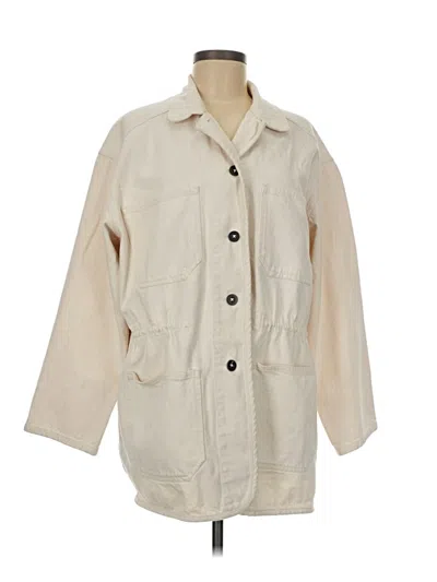 Pre-owned Lands' End Trenchcoat In White