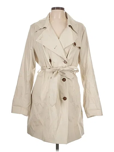 Pre-owned Lands' End Trenchcoat In White