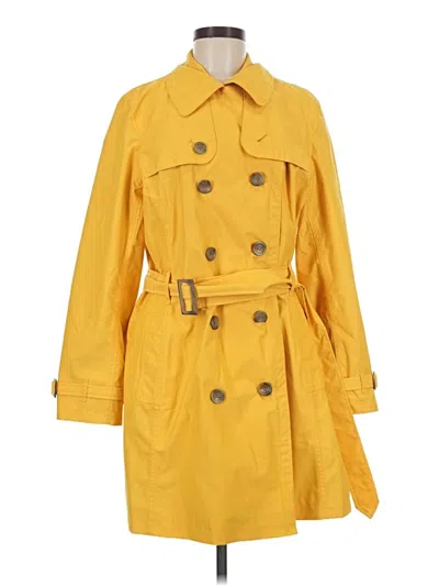 Pre-owned Lands' End Trenchcoat In Yellow