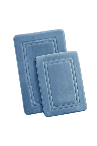 Lands' End Truly Calm Heiq Antimicrobial Memory Foam Bath Rugs- Set Of 2 In Blue
