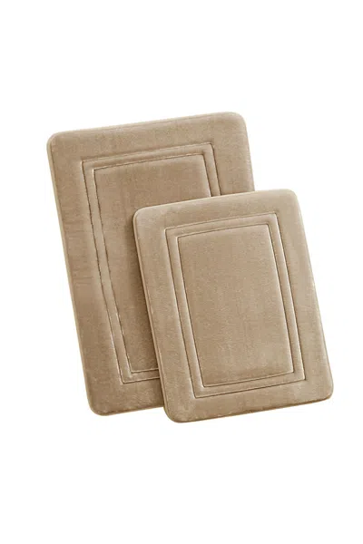 Lands' End Truly Calm Heiq Antimicrobial Memory Foam Bath Rugs- Set Of 2 In Brown