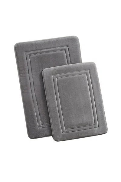 Lands' End Truly Calm Heiq Antimicrobial Memory Foam Bath Rugs- Set Of 2 In Gray