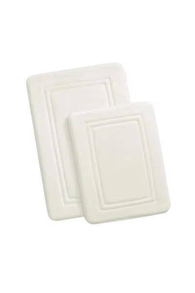 Lands' End Truly Calm Heiq Antimicrobial Memory Foam Bath Rugs- Set Of 2 In White