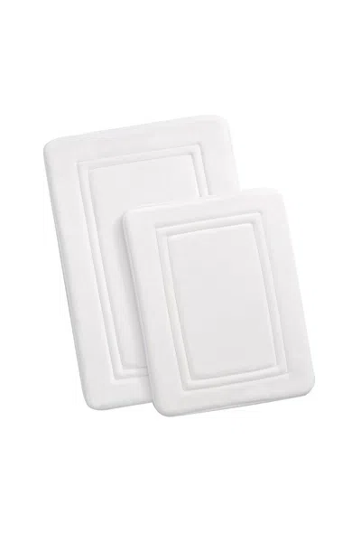 Lands' End Truly Calm Heiq Antimicrobial Memory Foam Bath Rugs- Set Of 2 In White