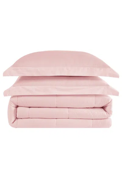 Lands' End Truly Calm Silver Cool Down Alternative Cotton Comforter Set In Pink