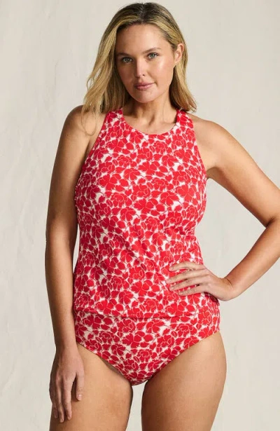 Lands' End Tugless High Neck Strappy Back Tankini Swimsuit Top In Multi